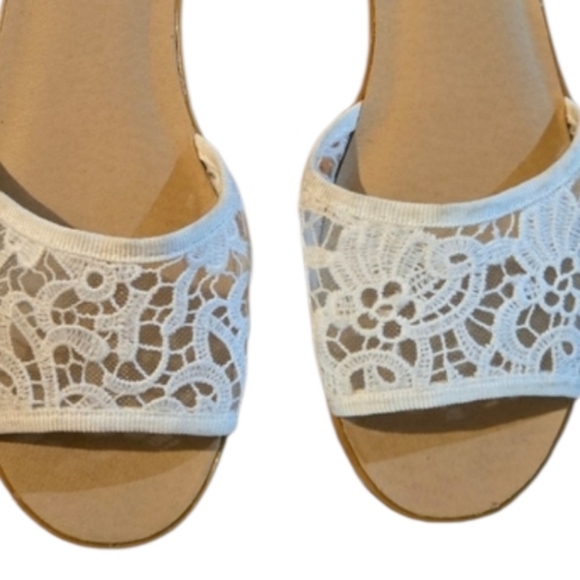 White  Sandals with Lace Front - Picture 2 of 3